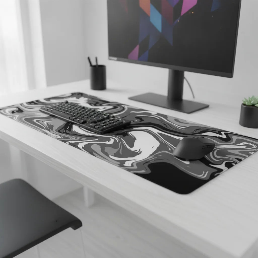 Tapis de souris XXL noir et blanc 900x400 mm